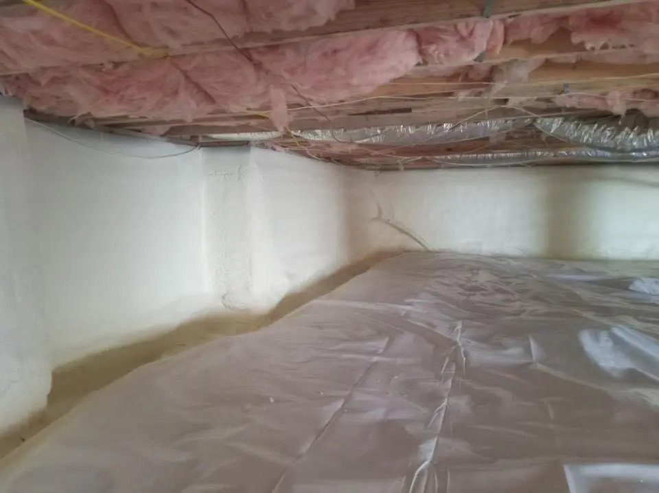 Crawl space encapsulation with closed-cell spray foam for Attic Insulation in Newbury